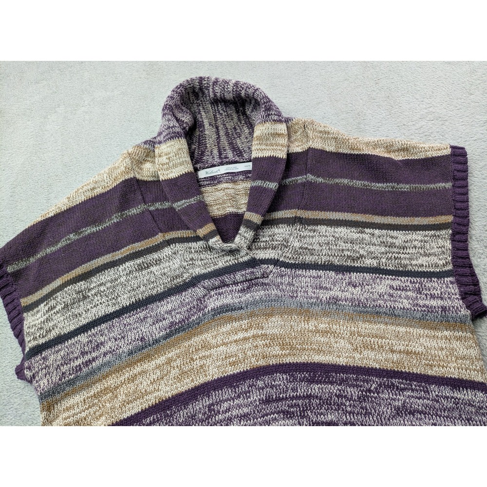 Woolrich Womens‎ XS Striped Cotton Knit Sleeveless Sweater Vest Purple Beige